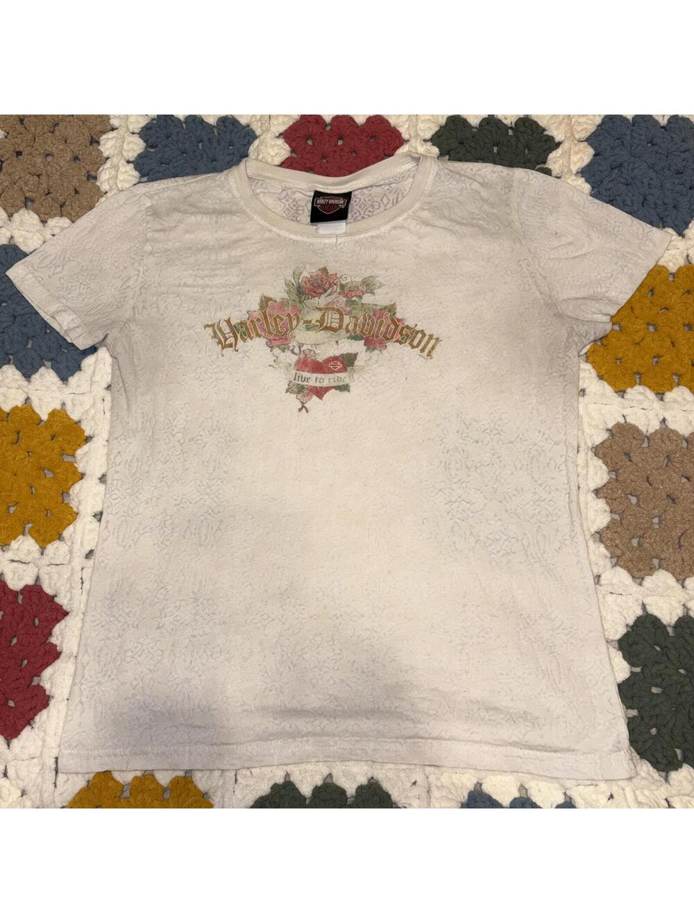 Vintage Y2K Harley-Davidson Floral “Live to Ride”  Woman’s Medium Open Road Tee